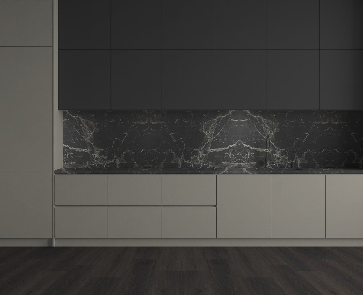 Virtuvė su Light Grey: Švelnus kontrastas