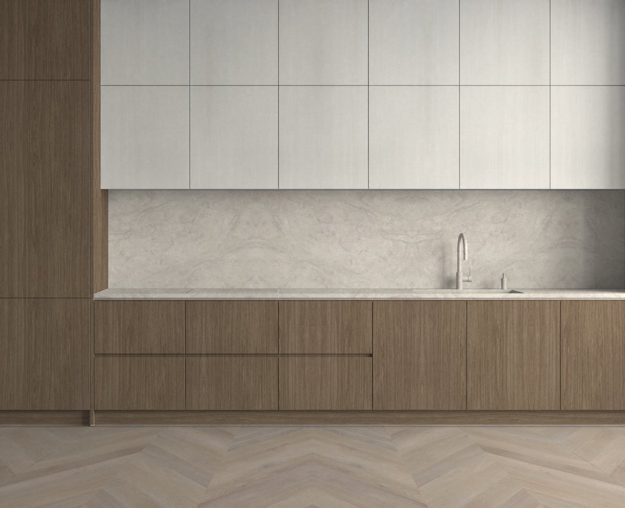 Virtuvė su Lorreto Italian Stone: Ryškus kontrastas