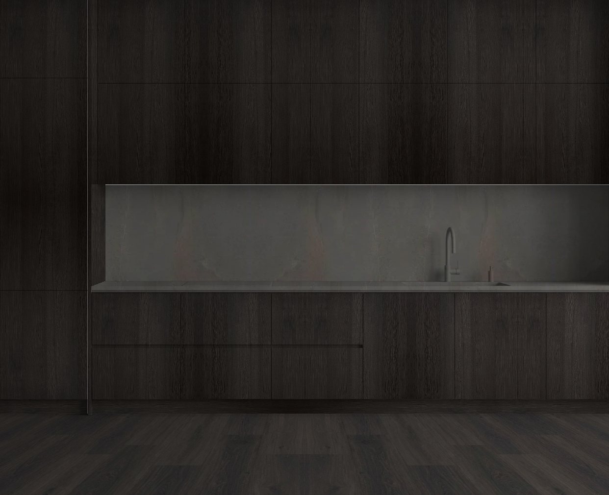 Virtuvė su Ebony Oak: Ramus