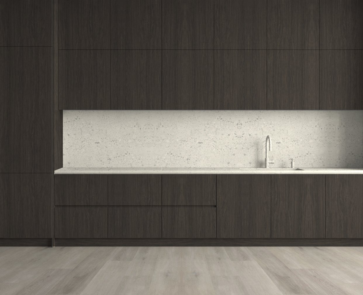 Virtuvė su Light Terrazzo Marble: Ryškus kontrastas