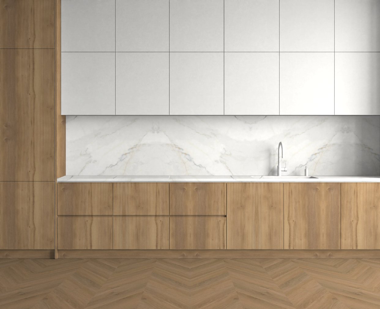 Virtuvė su Gold Baroque Oak: Ryškus kontrastas