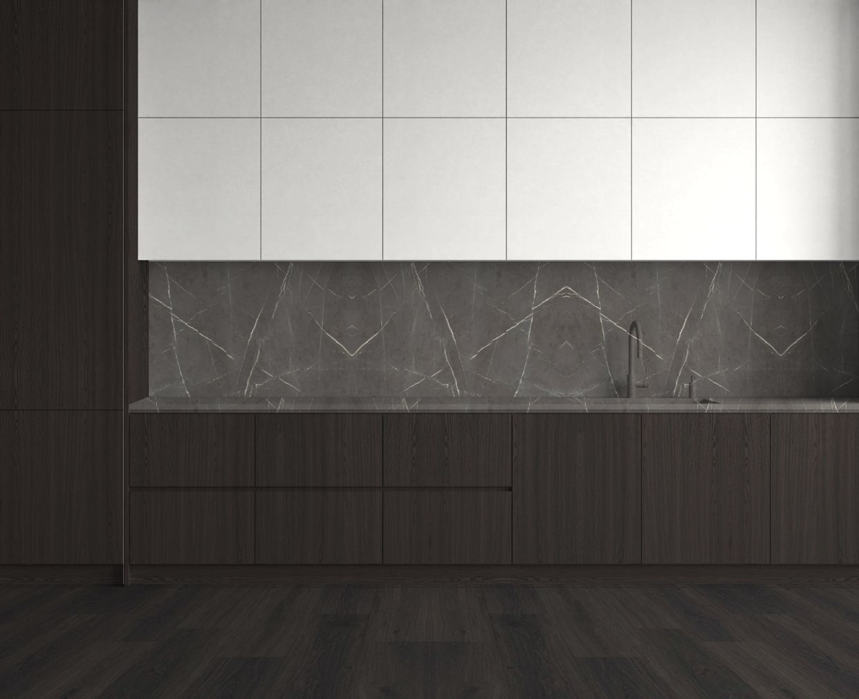 Virtuvė su Pietra Marble: Ryškus kontrastas
