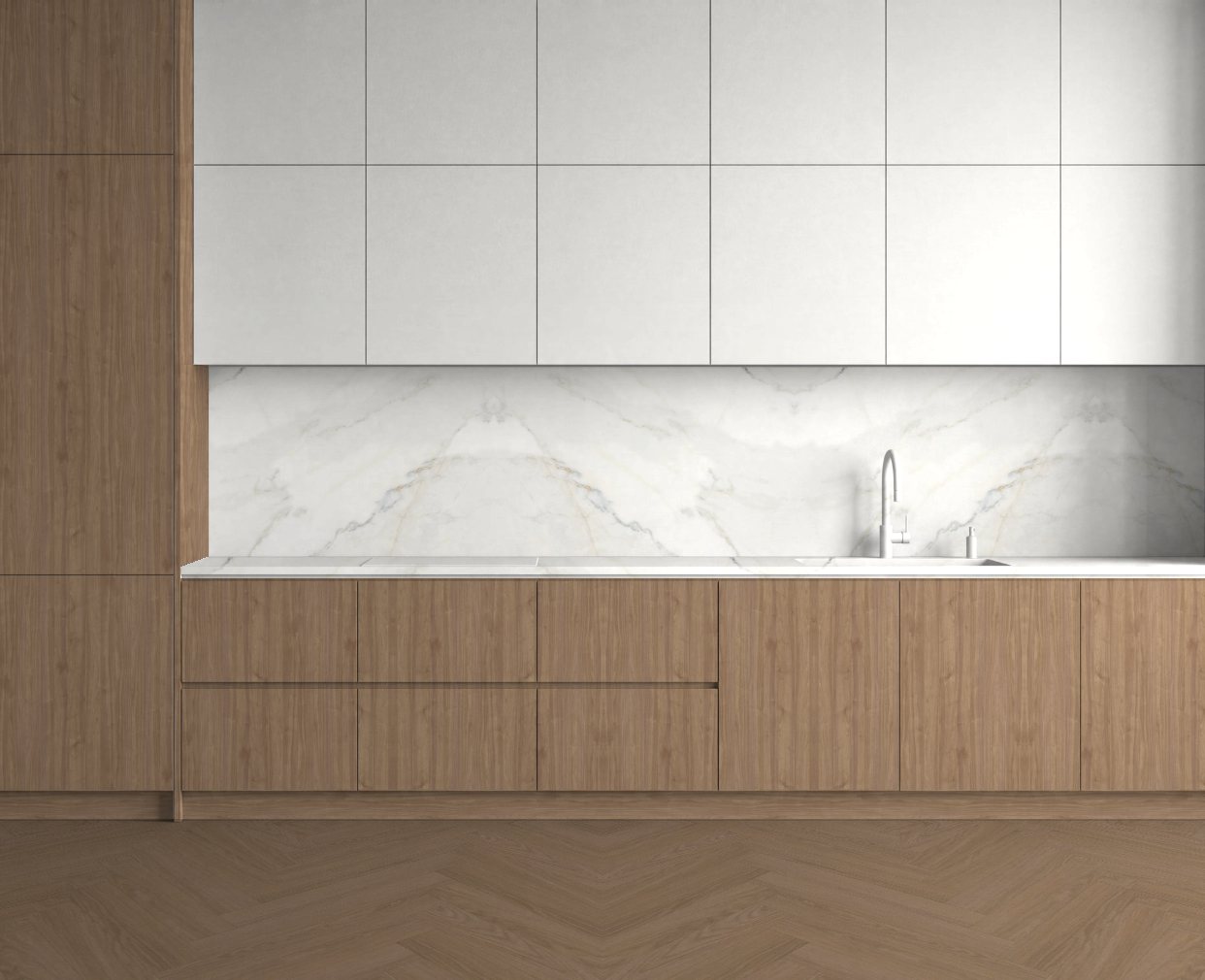 Virtuvė su Light Select Walnut: Ryškus kontrastas