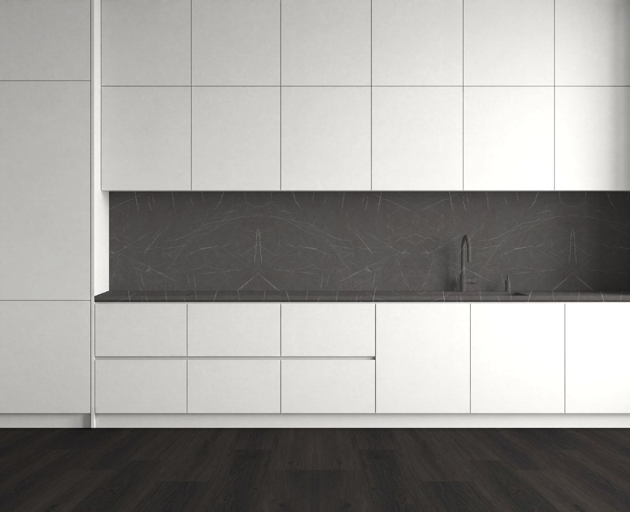 Virtuvė su Brown Marble: Ryškus kontrastas