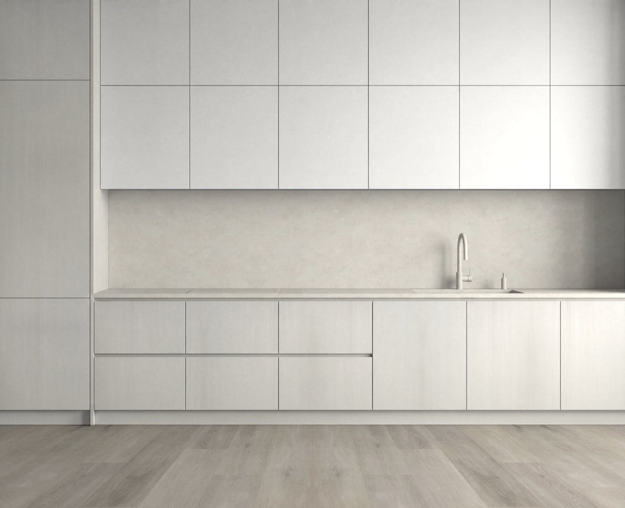 Virtuvė su Crema Limestone: Švelnus kontrastas