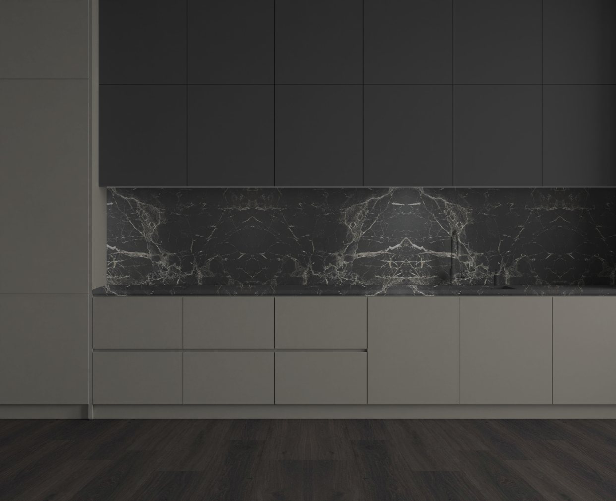 Virtuvė su Cobalt Grey: Švelnus kontrastas