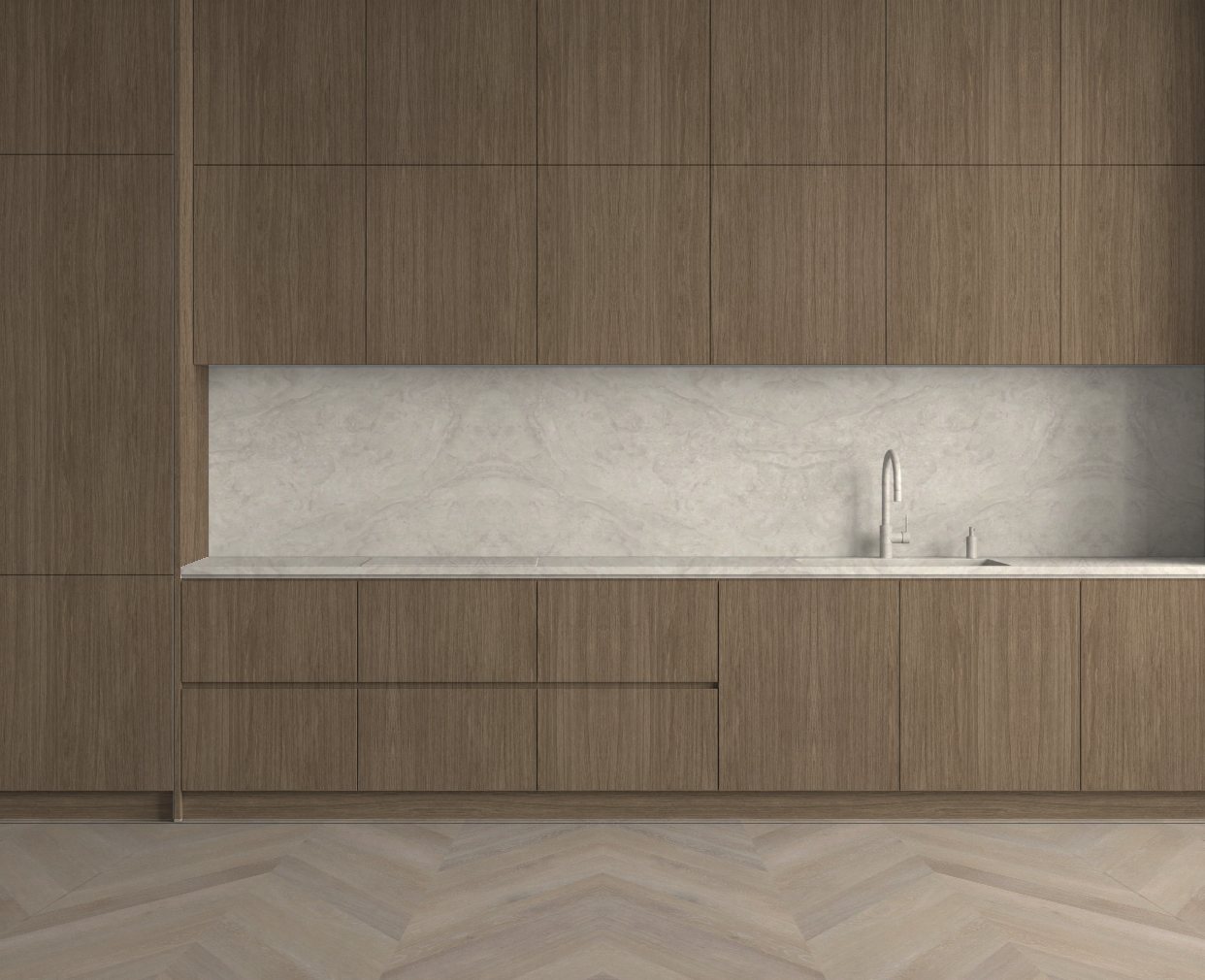 Virtuvė su Lorreto Italian Stone: Švelnus kontrastas