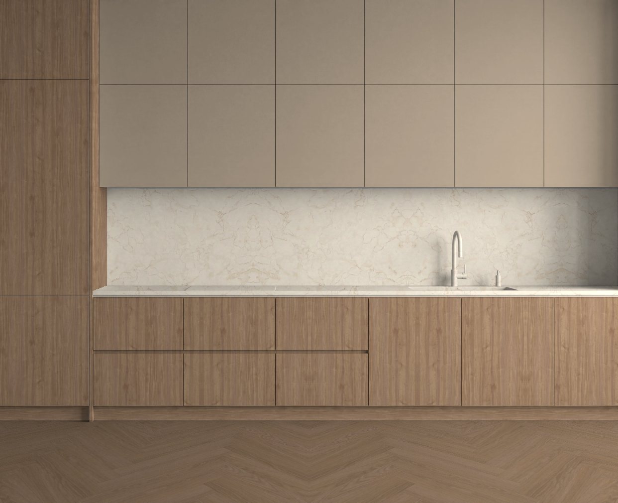 Virtuvė su Light Select Walnut: Švelnus kontrastas
