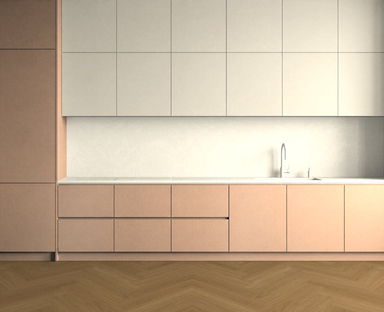 Virtuvė su Brushed Copper: Ryškus kontrastas