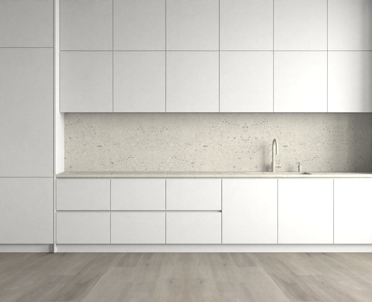 Virtuvė su Light Terrazzo Marble: Švelnus kontrastas
