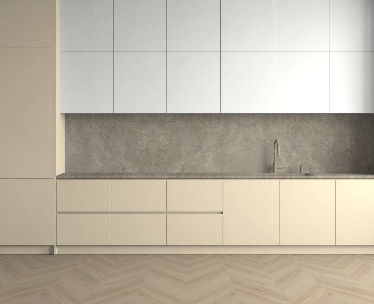 Virtuvė su Beige: Švelnus kontrastas