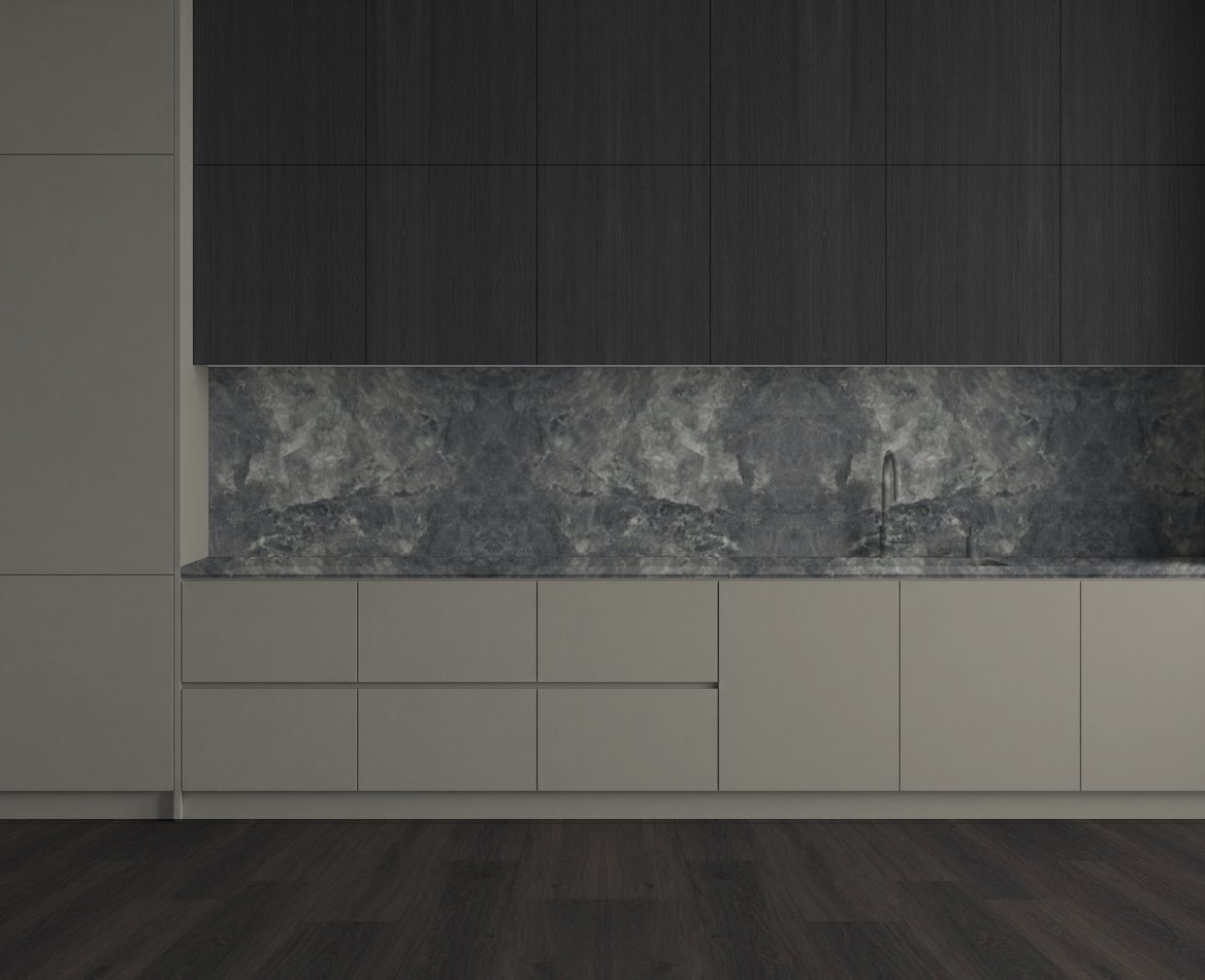 Virtuvė su Italian Stone: Švelnus kontrastas