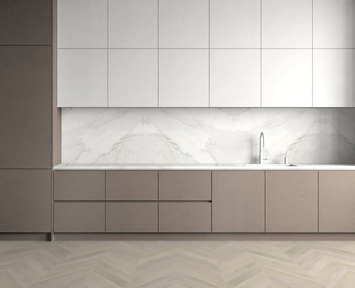 Virtuvė su Brushed Titan: Švelnus kontrastas
