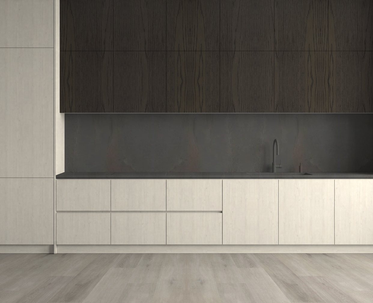 Virtuvė su White Coastland Oak: Ryškus kontrastas
